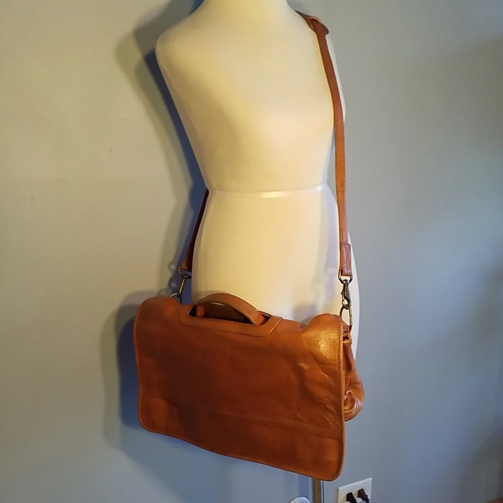 BRIEFCASE VINTAGE LEATHER Distressed Crossbody LAPTOP BAG